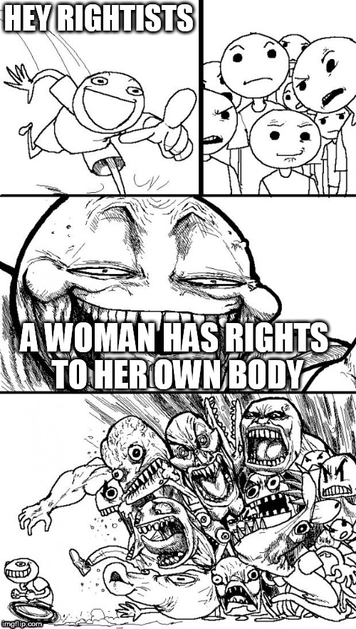 Hey Internet | HEY RIGHTISTS; A WOMAN HAS RIGHTS TO HER OWN BODY | image tagged in memes,hey internet,pro-choice,abortion,women rights,body rights | made w/ Imgflip meme maker