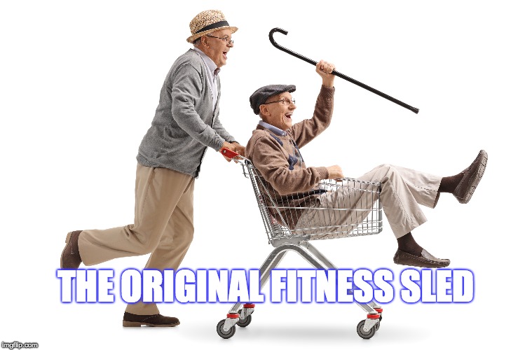 The Original Fitness Sled | THE ORIGINAL FITNESS SLED | image tagged in seniors,exercise,senior fitness,strength training,funny memes,funny seniors | made w/ Imgflip meme maker