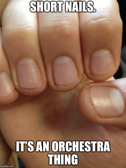 It’s an Orchestra thing, okay?! - part 1 | SHORT NAILS. IT’S AN ORCHESTRA THING | image tagged in orchestra,fingernails | made w/ Imgflip meme maker