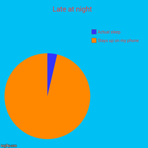 Late at night  | Stays up on my phone, Actual sleep | image tagged in funny,pie charts | made w/ Imgflip chart maker