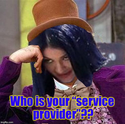 Creepy Condescending Mima | Who is your “service provider”?? | image tagged in creepy condescending mima | made w/ Imgflip meme maker