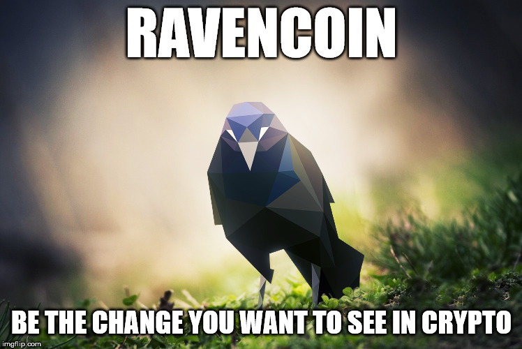 Ravencoin: Be the Change | RAVENCOIN; BE THE CHANGE YOU WANT TO SEE IN CRYPTO | image tagged in ravencoin,crypto,change | made w/ Imgflip meme maker