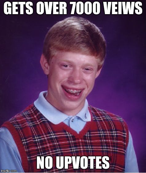 Bad Luck Brian Meme | GETS OVER 7000 VEIWS; NO UPVOTES | image tagged in memes,bad luck brian | made w/ Imgflip meme maker