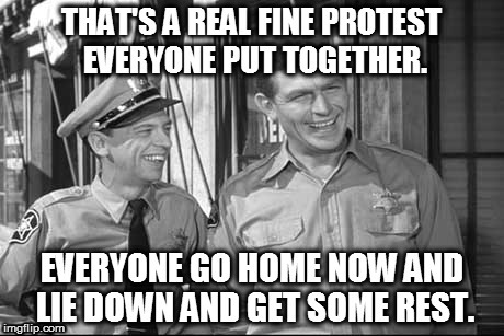 How Andy does it | . | image tagged in protest,andy griffith,gun control,barney fife,free speech | made w/ Imgflip meme maker