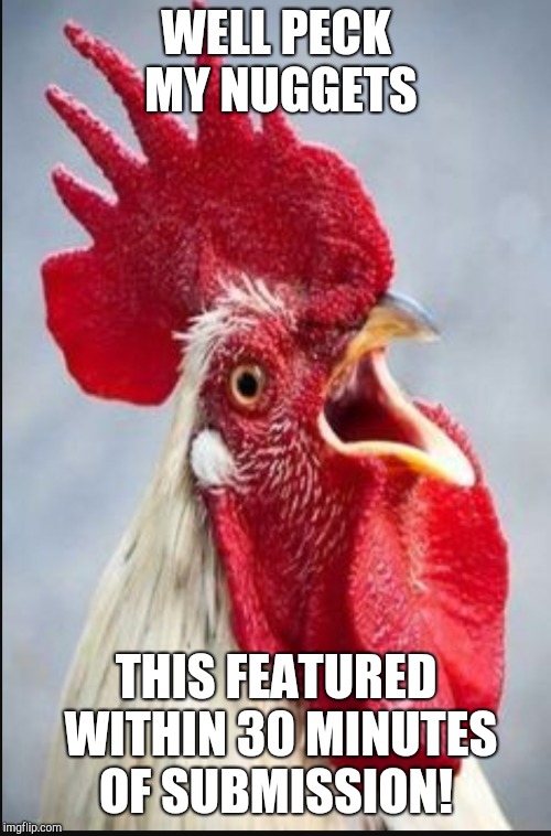 WELL PECK MY NUGGETS THIS FEATURED WITHIN 30 MINUTES OF SUBMISSION! | made w/ Imgflip meme maker