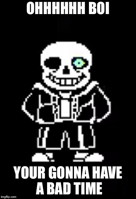 Sans the Skeleton | OHHHHHH BOI; YOUR GONNA HAVE A BAD TIME | image tagged in sans the skeleton | made w/ Imgflip meme maker
