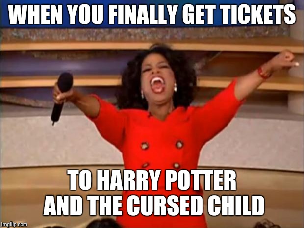 Oprah You Get A Meme | WHEN YOU FINALLY GET TICKETS; TO HARRY POTTER AND THE CURSED CHILD | image tagged in memes,oprah you get a | made w/ Imgflip meme maker