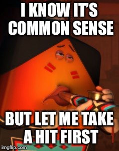 I KNOW IT’S COMMON SENSE BUT LET ME TAKE A HIT FIRST | made w/ Imgflip meme maker