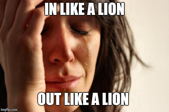 First World Problems Meme | IN LIKE A LION; OUT LIKE A LION | image tagged in memes,first world problems | made w/ Imgflip meme maker
