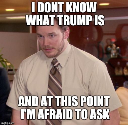 Afraid To Ask Andy Meme | I DONT KNOW WHAT TRUMP IS; AND AT THIS POINT I'M AFRAID TO ASK | image tagged in memes,afraid to ask andy | made w/ Imgflip meme maker