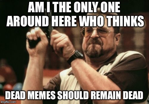 Am I The Only One Around Here | AM I THE ONLY ONE AROUND HERE WHO THINKS; DEAD MEMES SHOULD REMAIN DEAD | image tagged in memes,am i the only one around here | made w/ Imgflip meme maker