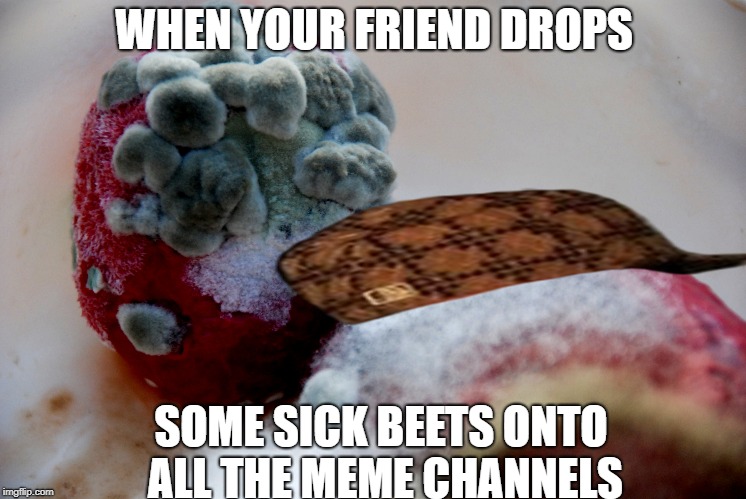 Sick beats and sicker beets | WHEN YOUR FRIEND DROPS; SOME SICK BEETS ONTO ALL THE MEME CHANNELS | image tagged in beets,beats | made w/ Imgflip meme maker