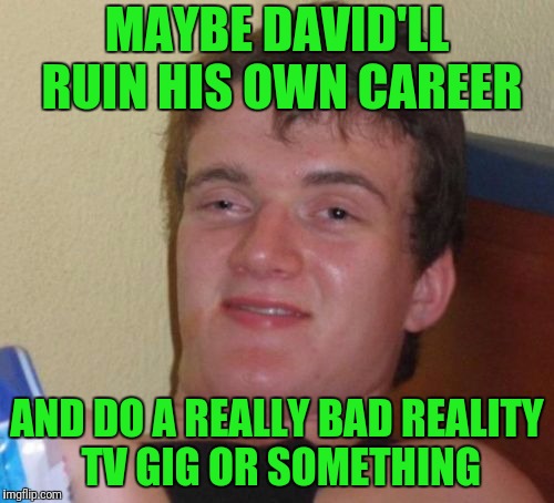 10 Guy Meme | MAYBE DAVID'LL RUIN HIS OWN CAREER AND DO A REALLY BAD REALITY TV GIG OR SOMETHING | image tagged in memes,10 guy | made w/ Imgflip meme maker