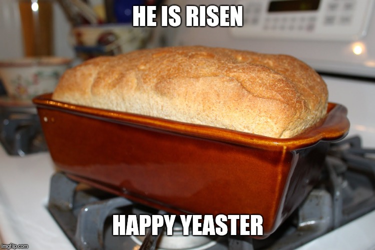 HE IS RISEN; HAPPY YEASTER | image tagged in easter | made w/ Imgflip meme maker