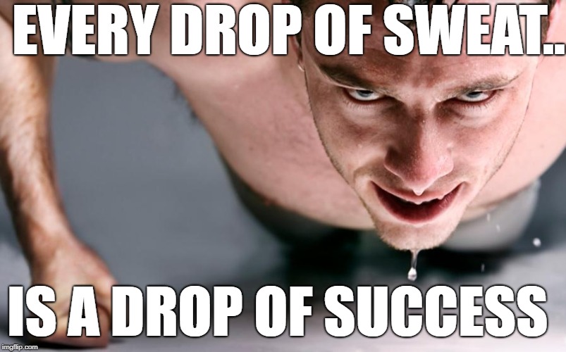 Workout | EVERY DROP OF SWEAT.. IS A DROP OF SUCCESS | image tagged in workout | made w/ Imgflip meme maker
