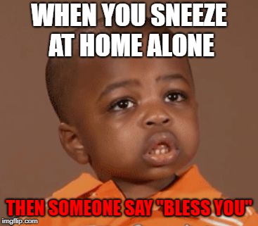 R U N | WHEN YOU SNEEZE AT HOME ALONE; THEN SOMEONE SAY "BLESS YOU" | image tagged in bruh,oh naw | made w/ Imgflip meme maker