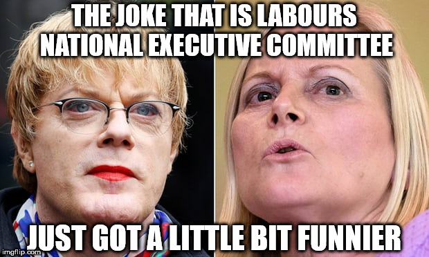 Izzard - Labours National Executive Committee | THE JOKE THAT IS LABOURS NATIONAL EXECUTIVE COMMITTEE; JUST GOT A LITTLE BIT FUNNIER | image tagged in eddie izzard - christina shawcroft,cross dresser izzard,comedian izzard,corbyn eww,party of hate,mcdonnell abbott | made w/ Imgflip meme maker