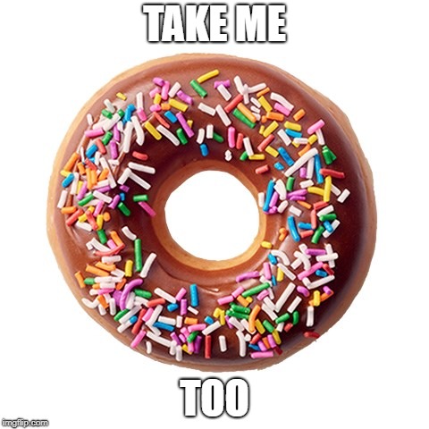 doughnut | TAKE ME TOO | image tagged in doughnut | made w/ Imgflip meme maker