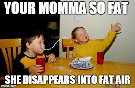 Gravy of a Meme |  YOUR MOMMA SO FAT; SHE DISAPPEARS INTO FAT AIR | image tagged in yo momma so fat | made w/ Imgflip meme maker