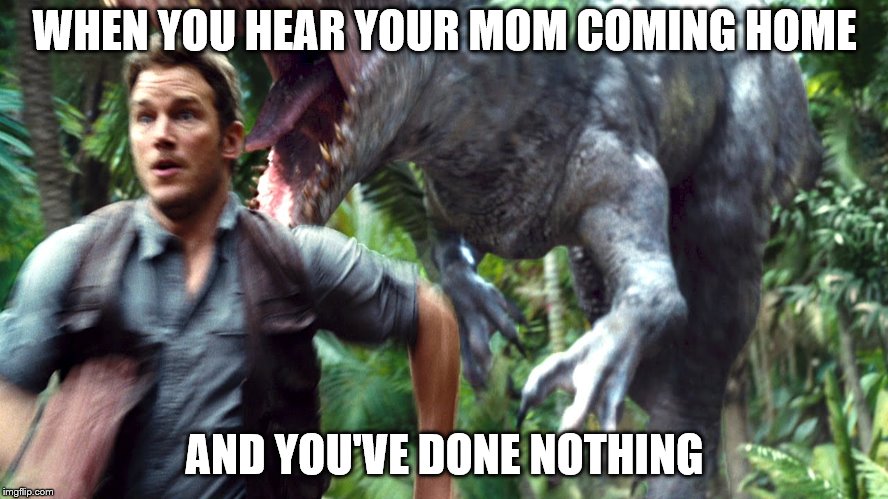 WHEN YOU HEAR YOUR MOM COMING HOME; AND YOU'VE DONE NOTHING | image tagged in mom,in trouble | made w/ Imgflip meme maker