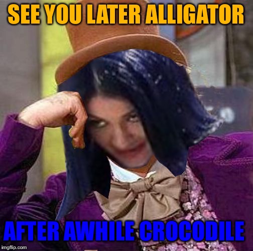 Creepy Condescending Mima | SEE YOU LATER ALLIGATOR AFTER AWHILE CROCODILE | image tagged in creepy condescending mima | made w/ Imgflip meme maker