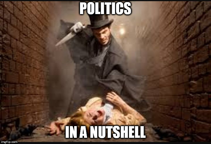 Serial killer | POLITICS; IN A NUTSHELL | image tagged in serial killer,politics,anti-politics,anti politics,murder,hypocrisy | made w/ Imgflip meme maker
