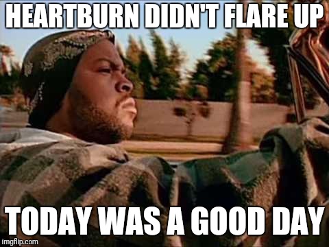 ice cube | HEARTBURN DIDN'T FLARE UP; TODAY WAS A GOOD DAY | image tagged in ice cube | made w/ Imgflip meme maker