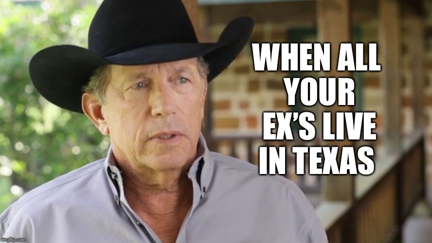 WHEN ALL YOUR EX’S LIVE IN TEXAS | image tagged in country music | made w/ Imgflip meme maker