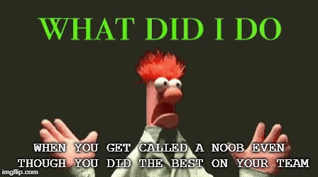 What have I done? | WHEN YOU GET CALLED A NOOB EVEN THOUGH YOU DID THE BEST ON YOUR TEAM | image tagged in gaming | made w/ Imgflip meme maker