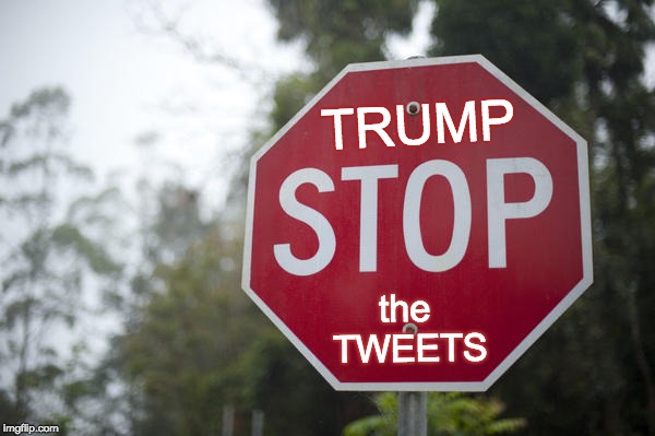 TRUMP - stop the tweets | TRUMP; the TWEETS | image tagged in stop-sign,stop the tweets,twitter,trump tweets,never trump,trump twitter | made w/ Imgflip meme maker