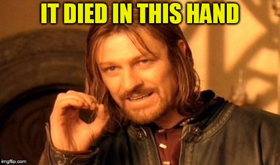 One Does Not Simply Meme | IT DIED IN THIS HAND | image tagged in memes,one does not simply | made w/ Imgflip meme maker