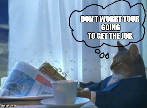 I Should Buy A Boat Cat Meme | DON'T WORRY
YOUR GOING TO GET THE JOB. | image tagged in memes,i should buy a boat cat | made w/ Imgflip meme maker