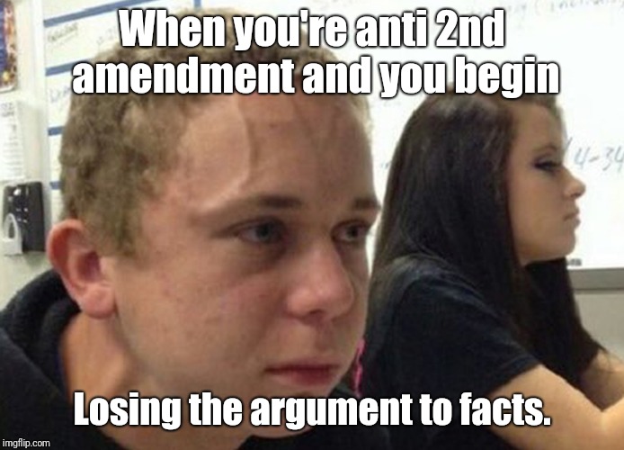Losing the argument | When you're anti 2nd amendment and you begin; Losing the argument to facts. | image tagged in when you haven't | made w/ Imgflip meme maker