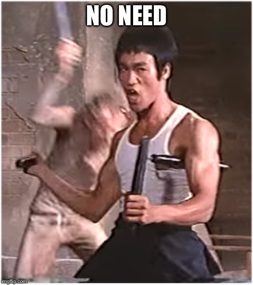 Bruce Lee | NO NEED | image tagged in bruce lee | made w/ Imgflip meme maker