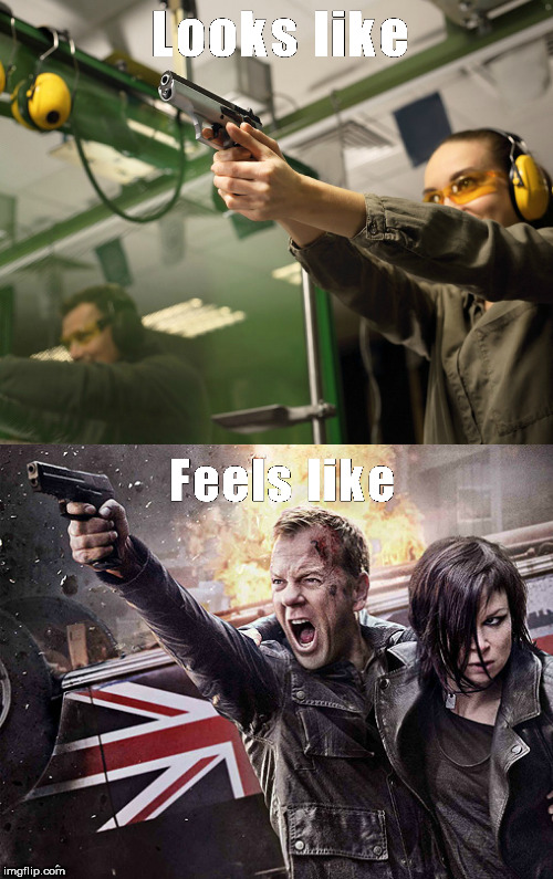 Indoor shooting range... is it just me? | image tagged in memes,shooting range,24,jack bauer,live another day | made w/ Imgflip meme maker
