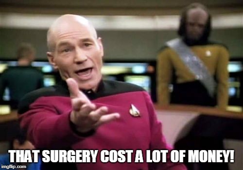 Picard Wtf Meme | THAT SURGERY COST A LOT OF MONEY! | image tagged in memes,picard wtf | made w/ Imgflip meme maker