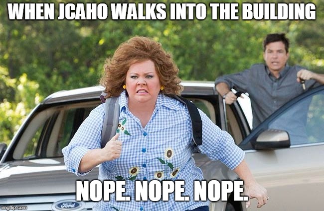 Identity Thief Running | WHEN JCAHO WALKS INTO THE BUILDING; NOPE. NOPE. NOPE. | image tagged in identity thief running,jcaho,joint commission,nope nope nope,survey,work | made w/ Imgflip meme maker