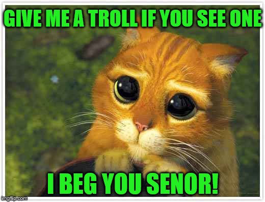 GIVE ME A TROLL IF YOU SEE ONE I BEG YOU SENOR! | made w/ Imgflip meme maker