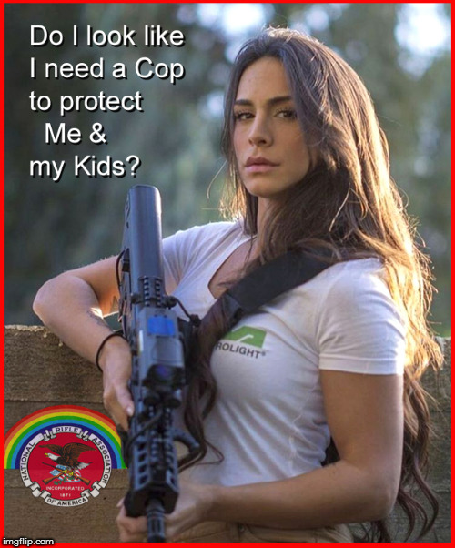 Do I look like I need YOUR help ? | image tagged in nra,girls with guns,2nd amendment,current events,political meme,politics lol | made w/ Imgflip meme maker