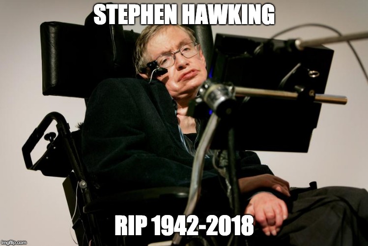 The guy that proved science | STEPHEN HAWKING; RIP 1942-2018 | image tagged in stephen hawking | made w/ Imgflip meme maker