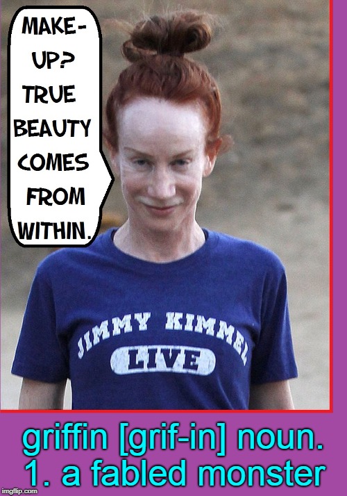 Some Don't Need Makeup: You Can See Their Inner Beauty | griffin [grif-in] noun.  1. a fabled monster | image tagged in vince vance,kathy griffin,evil,severed head of the president,definition of evil,dictionary | made w/ Imgflip meme maker