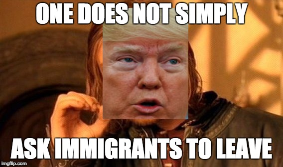 One Does Not Simply Meme | ONE DOES NOT SIMPLY; ASK IMMIGRANTS TO LEAVE | image tagged in memes,one does not simply | made w/ Imgflip meme maker