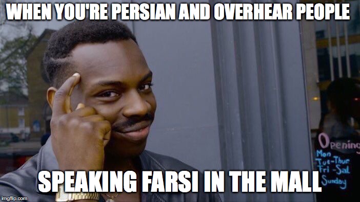 Roll Safe Think About It Meme | WHEN YOU'RE PERSIAN AND OVERHEAR PEOPLE; SPEAKING FARSI IN THE MALL | image tagged in memes,roll safe think about it | made w/ Imgflip meme maker
