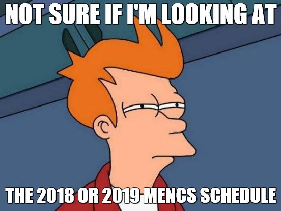 NASCAR Releases 2019 MENCS Schedule | NOT SURE IF I'M LOOKING AT; THE 2018 OR 2019 MENCS SCHEDULE | image tagged in memes,futurama fry,nascar | made w/ Imgflip meme maker