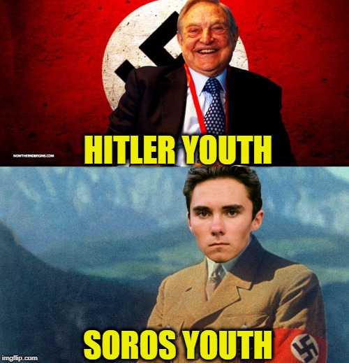 A tale of two generations of nazis | HITLER YOUTH; SOROS YOUTH | image tagged in memes,david hogg,george soros,nazis,adolf hitler,never again | made w/ Imgflip meme maker