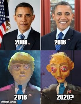 When the stress of being president hits you. | 2009                          2016; 2016                          2020? | image tagged in president,barack obama,donald trump,america | made w/ Imgflip meme maker