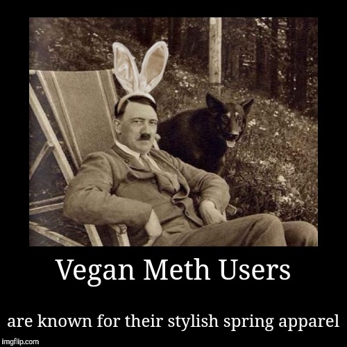 image tagged in funny,demotivationals,hitler,vegan,meth | made w/ Imgflip demotivational maker