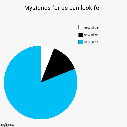 Mysteries for us can look for | | image tagged in funny,pie charts,mysteries | made w/ Imgflip chart maker