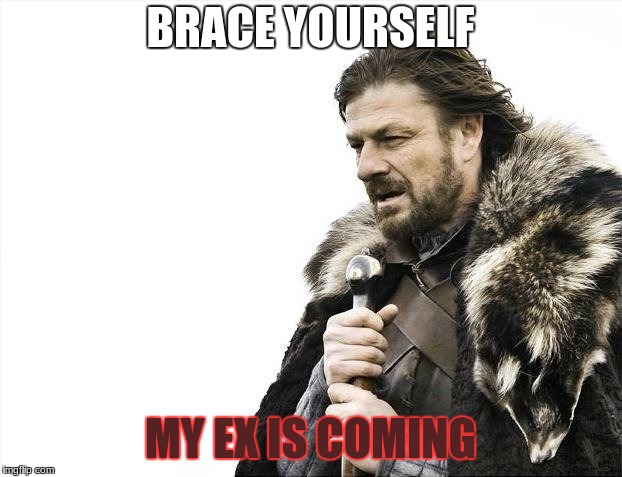 Brace Yourselves X is Coming | BRACE YOURSELF; MY EX IS COMING | image tagged in memes,brace yourselves x is coming | made w/ Imgflip meme maker