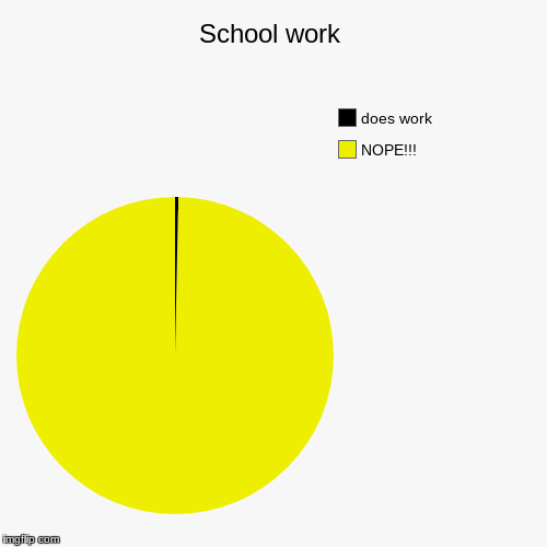 School work | NOPE!!!, does work | image tagged in funny,pie charts | made w/ Imgflip chart maker